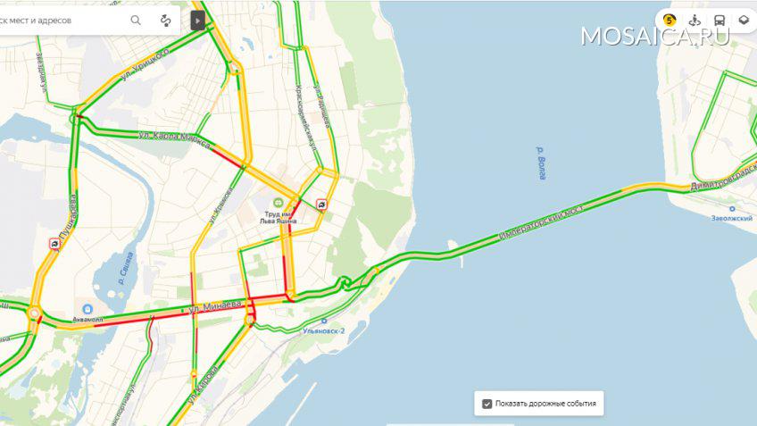 Пробки ульяновск сейчас на карте