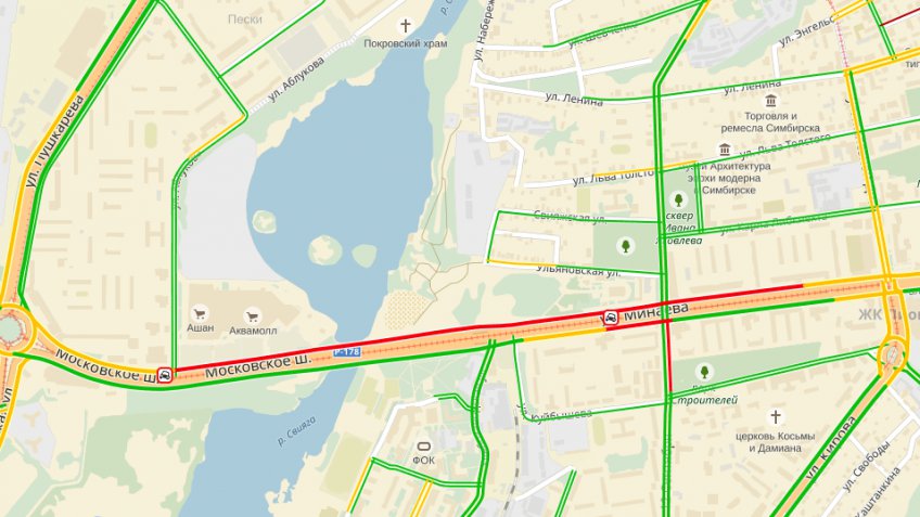Пробки ульяновск сейчас на карте