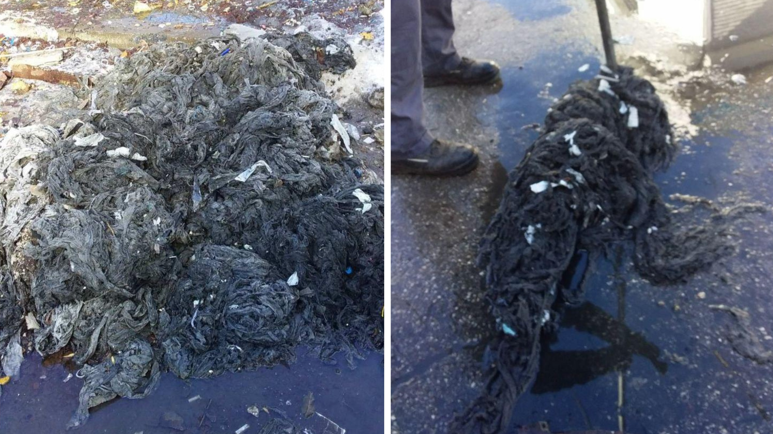 Из канализации на Краснопролетарской в Ульяновске извлекли гору «запрещенного» мусора